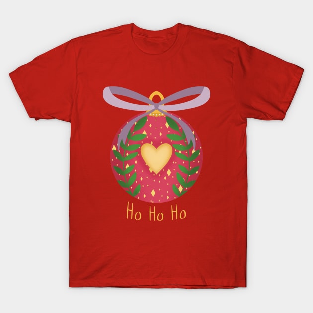 Christmas tree red ornament with heart T-Shirt by Studio Sunshine